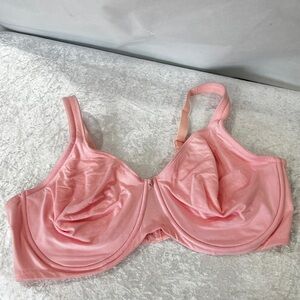 Breezies White Full Coverage Underwire Bra Cotton Blend Plus Size 48DDD Pink